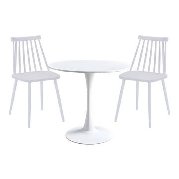 Set dining Elijah-Aurora I Pako World, Alb, 3 piese, 60x60x74 cm