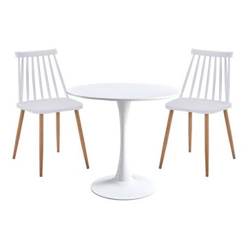 Set dining Elijah-Aurora I Pako World, Alb-Natural, 3 piese, 60x60x74 cm
