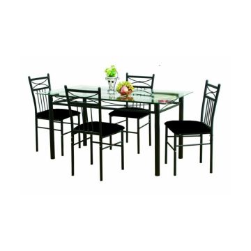 Set masa Korfu cu 4 scaune, blat sticla, 110x70x76 cm, UnicSpot