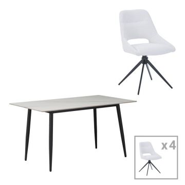 Set masa si scaune 5 piese Gustas-Luciano I Bej 120x60x75 cm