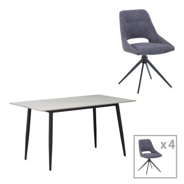 Set masa si scaune 5 piese Gustas-Luciano I Gri 120x60x75 cm