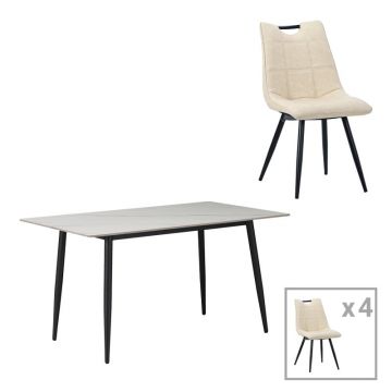 Set masa si scaune 5 piese Gustas-Nely Alb 120x60x75 cm