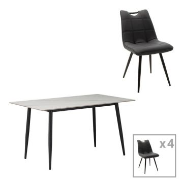 Set masa si scaune 5 piese Gustas-Nely Alb 120x60x75 cm
