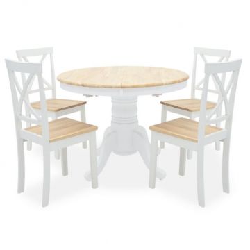 Set Masa si Scaune Lars 5 Piese Alb - Natural 100(+38)x100x75 cm