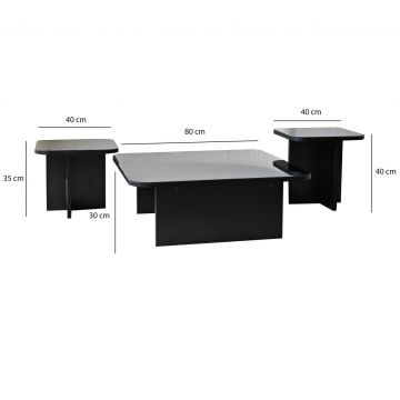 Set masuta de cafea, Neostill, Jazz, PAL, Negru / Fume