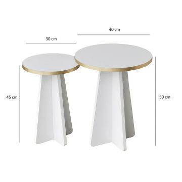 Set masuta de cafea, Neostill, Mushroom 2, PAL, Aur/Alb