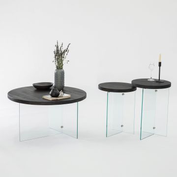 Set masuta de cafea, Neostill, Serenity 2, Sticla temperata, Antracit / Transparent
