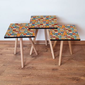 Set masute 3 piese, Leona, 3Shp325, Multicolor