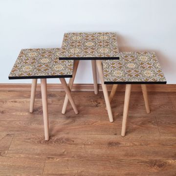 Set masute 3 piese, Leona, 3Shp33, Multicolor