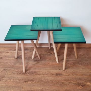 Set masute 3 piese, Leona, 3Shp333, Albastru