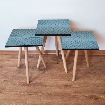 Set masute 3 piese, Leona, 3Shp362, Albastru