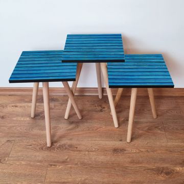 Set masute 3 piese, Leona, 3Shp386, Albastru