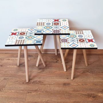 Set masute 3 piese, Leona, 3Shp398, Multicolor