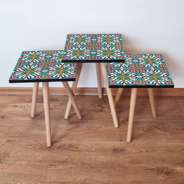 Set masute 3 piese, Leona, 3Shp48, Multicolor