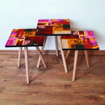 Set masute 3 piese, Leona, 3Shp55, Multicolor