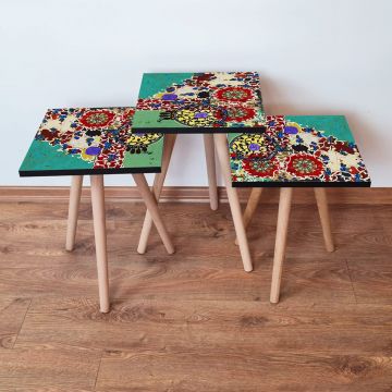 Set masute 3 piese, Leona, 3Shp56, Multicolor