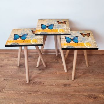 Set masute 3 piese, Leona, 3Shp58, Multicolor
