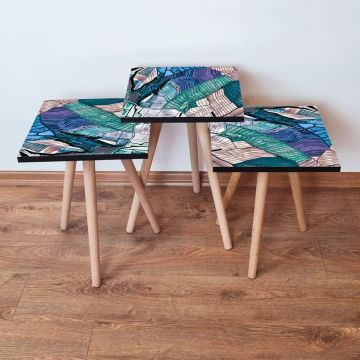 Set masute 3 piese, Leona, 3Shp80, Multicolor