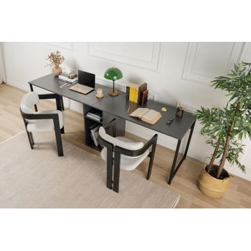 Birou, Nordure, Twin Study Desk, 240x74x60 cm, Antracit / Negru