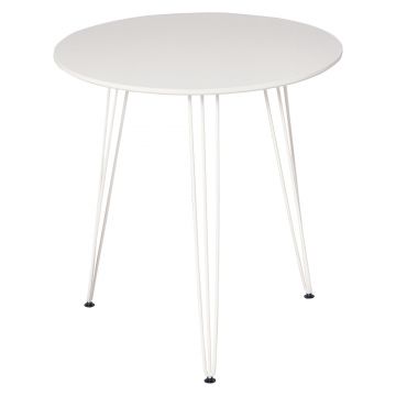 HOMCOM Masă de Comedor Rotundă cu Picioarele în formă de Furculiță din Metal Stil Modern Nordic pentru Bucătărie Sufragerie Cafenea Bar Ø70x75 cm Alb | Aosom Romania