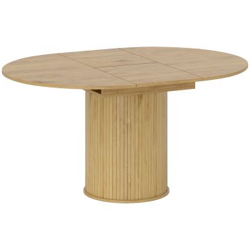 HOMCOM Masă Extensibilă Rotundă pentru 6-8 Persoane, culoare Lemn | Aosom Romania