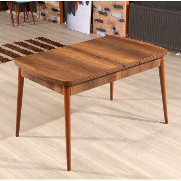Masa de sufragerie extensibila, Beckley, Barok, 132x80x78.5 cm, PAL, Maro