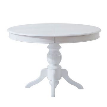 Masa de sufragerie extensibila, Fairfax, Albero24, Lemn masiv, Alb