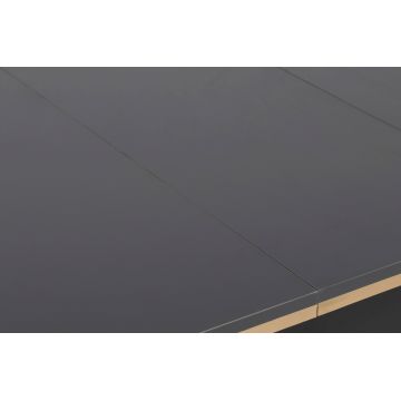 Masa de sufragerie extensibila, Nmobb, Star, PAL, Antracit / Aur / Negru