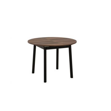 Masa de sufragerie extensibila, Vella, Oliver, 100x75x100 cm, PAL, Nuc / Negru