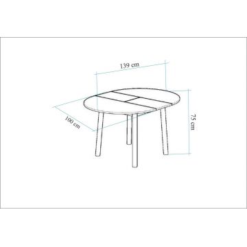 Masa de sufragerie extensibila, Vella, Oliver, 100x75x100 cm, PAL, Stejar / Alb