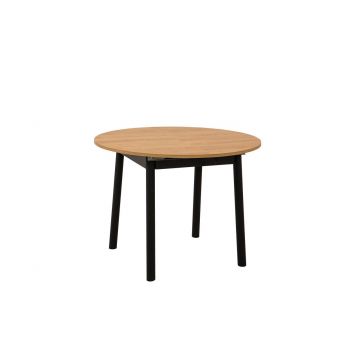 Masa de sufragerie extensibila, Vella, Oliver, 100x75x100 cm, PAL, Stejar / Negru