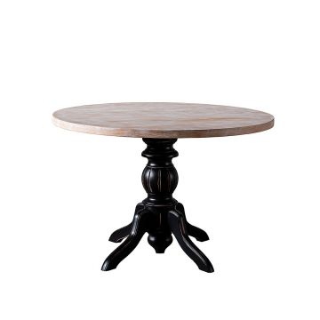 Masa, Fairfax, Albero32, 115x115x75 cm, Lemn masiv, Negru