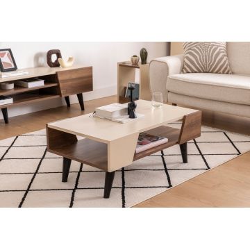 Masuta de cafea, Arnetti, Clark, 90x53.6x38 cm, PAL, Nuc / Bej