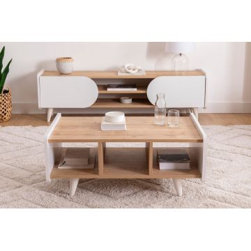 Masuta de cafea, Arnetti, Mindy, 90x59x40.7 cm, PAL, Safir / Alb