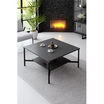 Masuta de cafea, Bexley, Black Line, 80x80x40 cm, PAL, Antracit / Negru