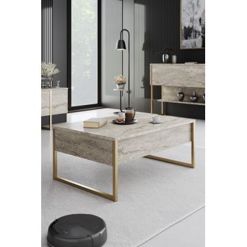 Masuta de cafea, Bexley, Luxe, Travertin / Auriu