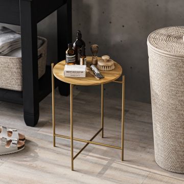 Masuta de cafea, Cerritos, Shb-004-A, 46x56x46 cm, Lemn, Aur / Natural