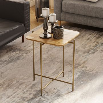 Masuta de cafea, Cerritos, Shb-005-A, 46x56x46 cm, Lemn, Aur / Natural