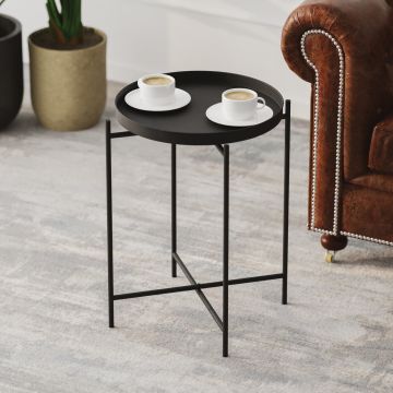 Masuta de cafea, Cerritos, Shb-007, 46x56x46 cm, Metal, Negru