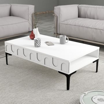 Masuta de cafea, Hommy Craft, Lyon 32, 105x32.6x60 cm, PAL, Alb/Negru