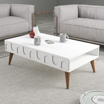 Masuta de cafea, Hommy Craft, Lyon 34, 105x34.6x60 cm, PAL, Alb/Maro