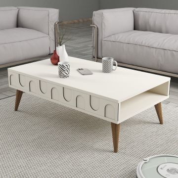 Masuta de cafea, Hommy Craft, Lyon 34, 105x34.6x60 cm, PAL, Crema/Nuca