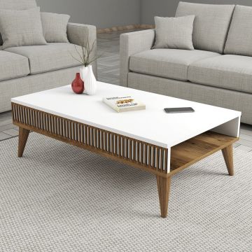 Masuta de cafea, Hommy Craft, Milan, 105x34.6x60 cm, PAL, Nuc/Alb