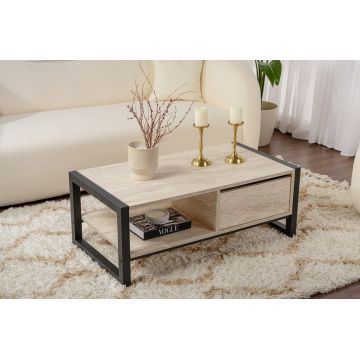 Masuta de cafea, Kalune Design, Haldizen, Travertin / Negru