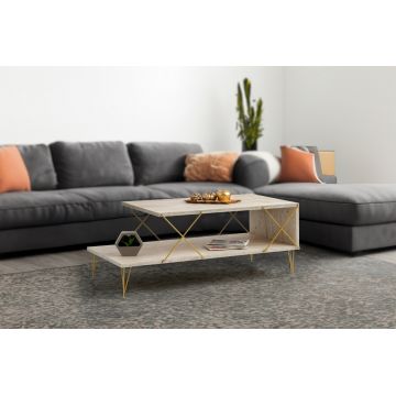 Masuta de cafea, Kalune Design, Loire, Travertin / Auriu