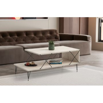 Masuta de cafea, Kalune Design, Loire, Travertin / Negru
