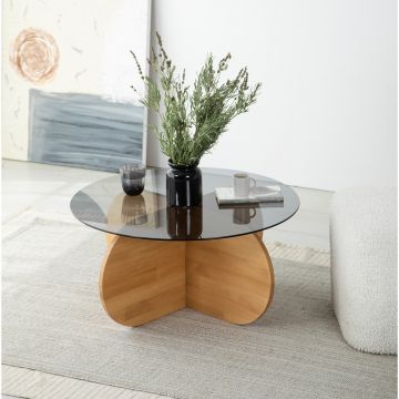 Masuta de cafea, Neostill, Bubble Wood, 75x35x75 cm, Blat: 100% STICLA CALITA, Stejar