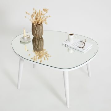 Masuta de cafea, Neostill, Gusto, 75x38x55 cm, Sticla temperata , Alb