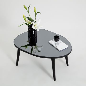 Masuta de cafea, Neostill, Gusto, 75x38x55 cm, Sticla temperata , Negru / Fume