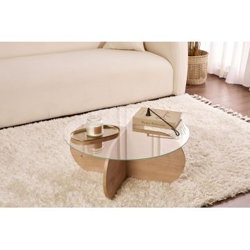 Masuta de cafea, Nordure, Aeris, Stejar Safir / Transparent